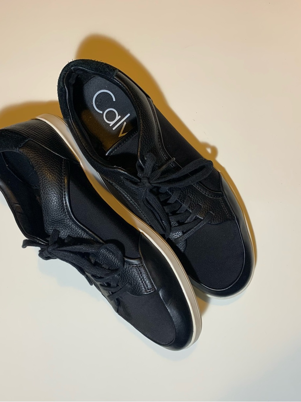 Calvin Klein Men’s Black Athletic Low-Top Sneakers with White Sole